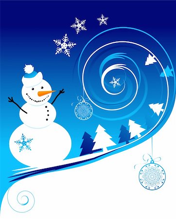 simsearch:400-05081908,k - Happy snowman, christmas card Photographie de stock - Aubaine LD & Abonnement, Code: 400-05184238