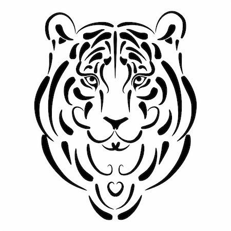 symmetry in animal faces - Tiger stylized graphic Stock Photo - Budget Royalty-Free & Subscription, Code: 400-05184245