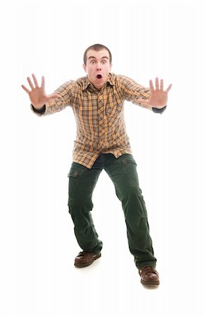 people in panic - Isolated man gesturing stop sign Stock Photo - Budget Royalty-Free & Subscription, Code: 400-05184299
