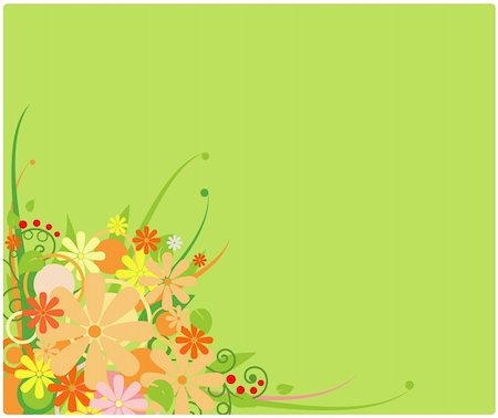 Flower pattern on a green background. Vector art in EPS format. Stockbilder - Microstock & Abonnement, Bildnummer: 400-05184385