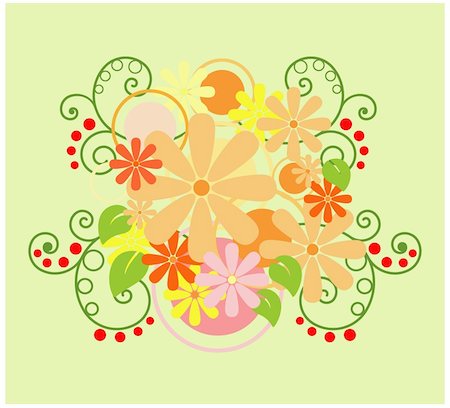 Flower pattern on a green background. Vector art in EPS format. Stockbilder - Microstock & Abonnement, Bildnummer: 400-05184386