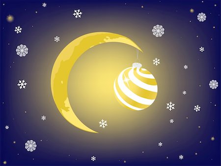 simsearch:400-05359450,k - moon on night Christmas sky. vector Stock Photo - Budget Royalty-Free & Subscription, Code: 400-05184970