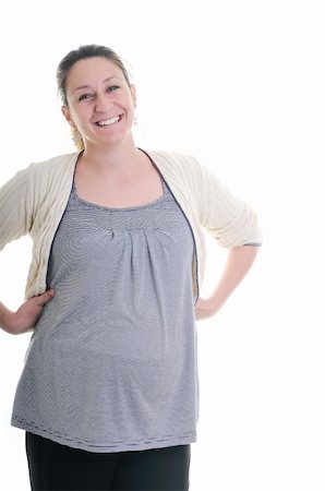 one happy pregnant woman smile isolated on white in studio Stock Photo - Budget Royalty-Free & Subscription, Code: 400-05185376