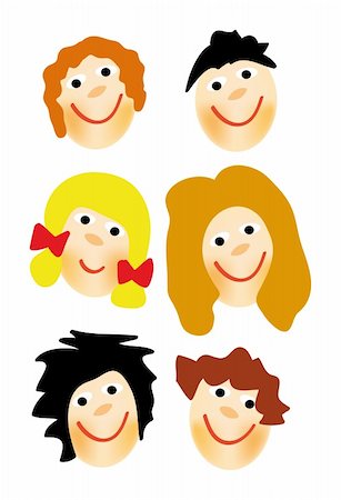 nice illustration of kids face isolated on white background Stock Photo - Budget Royalty-Free & Subscription, Code: 400-05185395