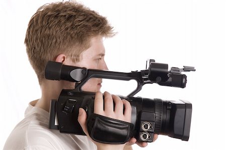 vector image of man with camcorder isolated on white Stock Photo - Budget Royalty-Free & Subscription, Code: 400-05185499