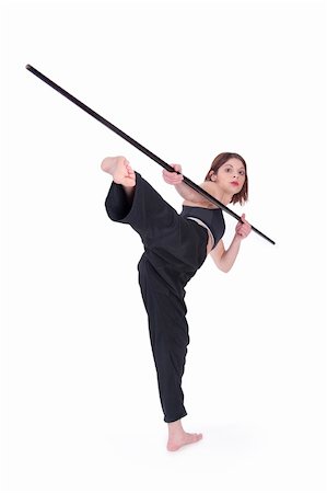 female foot kicks - Lady in Black doing Wu dang Kungfu Stock Photo - Budget Royalty-Free & Subscription, Code: 400-05185947