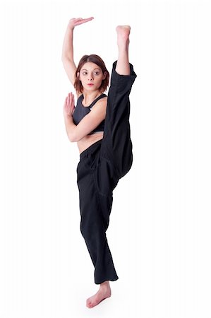 female foot kicks - Lady in Black doing Wu dang Kungfu Stock Photo - Budget Royalty-Free & Subscription, Code: 400-05185949