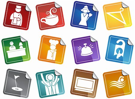 spa icon - Set of hotel themed stickers. Stock Photo - Budget Royalty-Free & Subscription, Code: 400-05185988