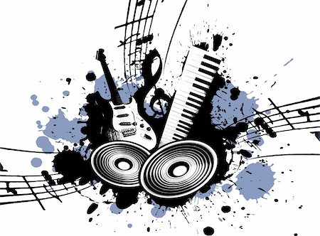 simsearch:400-05186874,k - cool wacky grunge Music background with music details Stockbilder - Microstock & Abonnement, Bildnummer: 400-05186505