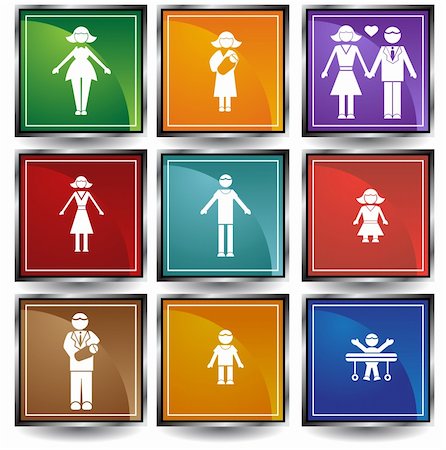 Set of 9 Family Web Buttons - Square. Stock Photo - Budget Royalty-Free & Subscription, Code: 400-05186615