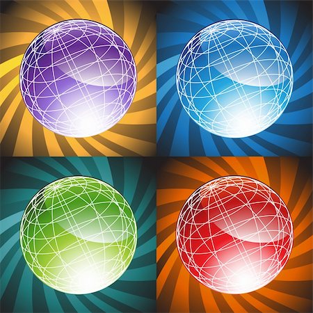 simsearch:400-04643244,k - Set of 3D globes with design element background. Stock Photo - Budget Royalty-Free & Subscription, Code: 400-05186626