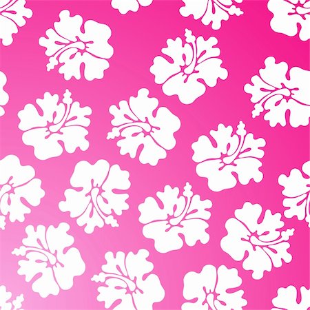 A repeating wallpaper pattern - pink hibiscus. Stock Photo - Budget Royalty-Free & Subscription, Code: 400-05186632