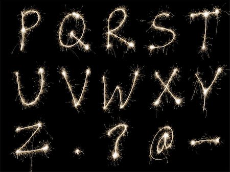 Capital letters R to Z written in sparkler trails, other letters numbers and symbols available separately Foto de stock - Super Valor sin royalties y Suscripción, Código: 400-05187055