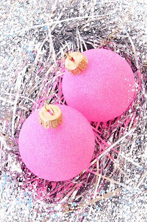 simsearch:400-05177572,k - Christmas balls among silver glittering decoration Stock Photo - Budget Royalty-Free & Subscription, Code: 400-05187203
