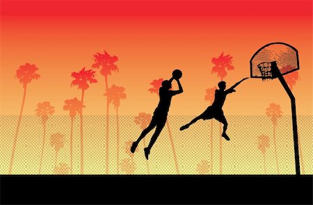 two basketball players, vector illustration Fotografie stock - Microstock e Abbonamento, Codice: 400-05187818