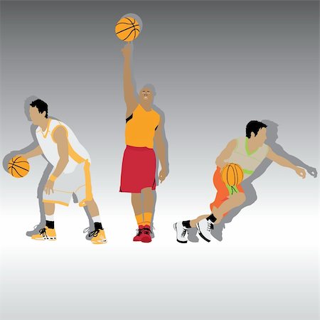 three basketball players, vector illustration Fotografie stock - Microstock e Abbonamento, Codice: 400-05187822