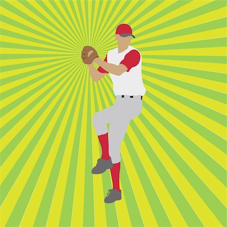 baseball player silhouette, vector illustration Stock Photo - Budget Royalty-Free & Subscription, Code: 400-05187868
