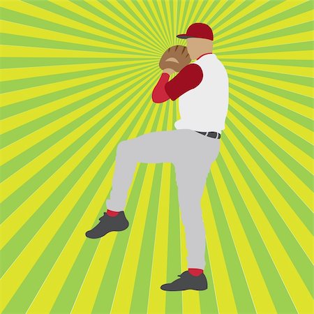 baseball player silhouette, vector illustration Stock Photo - Budget Royalty-Free & Subscription, Code: 400-05187869