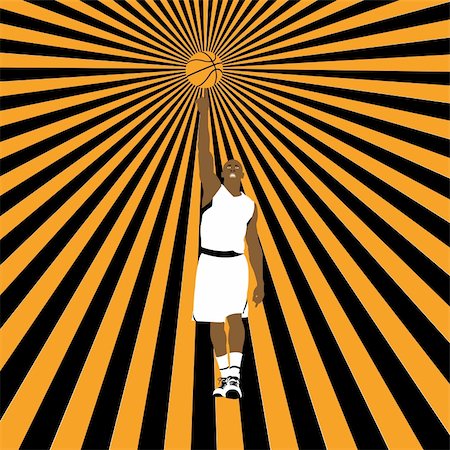 basketball player on striped background, vector illustration Fotografie stock - Microstock e Abbonamento, Codice: 400-05187876