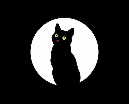 cat under the moon, vector illustration Stock Photo - Budget Royalty-Free & Subscription, Code: 400-05187878