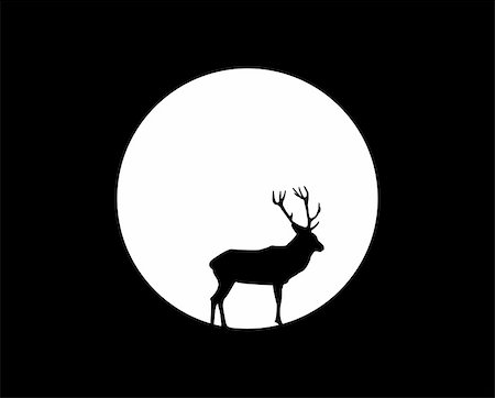 deer and hunter - deer under the moon, vector illustration Stock Photo - Budget Royalty-Free & Subscription, Code: 400-05187879