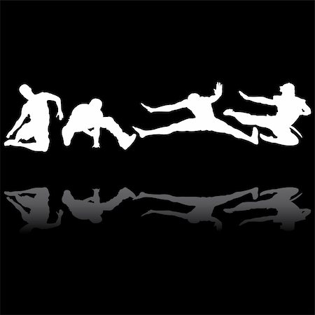 simsearch:400-04215852,k - jumping men silhouettes with reflection, vector illustration Stock Photo - Budget Royalty-Free & Subscription, Code: 400-05187904