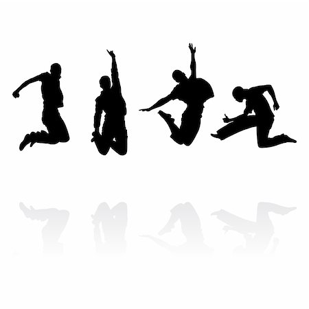 simsearch:400-04215852,k - jumping men silhouettes with reflection, vector illustration Stock Photo - Budget Royalty-Free & Subscription, Code: 400-05187902