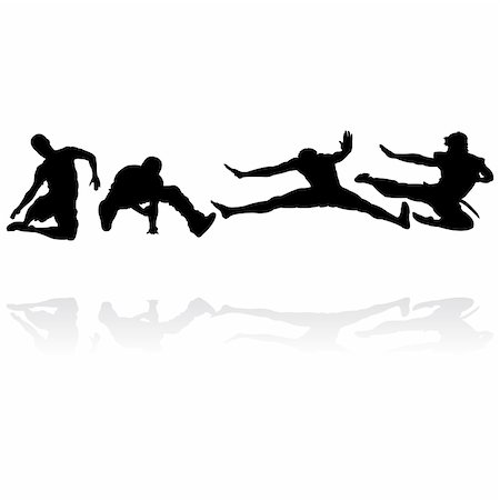 simsearch:400-04215852,k - jumping men silhouettes with reflection, vector illustration Stock Photo - Budget Royalty-Free & Subscription, Code: 400-05187903