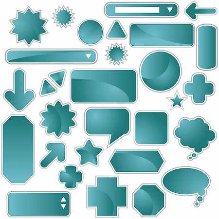 Set of multiple web labels and icons - teal color. Stock Photo - Budget Royalty-Free & Subscription, Code: 400-05187915