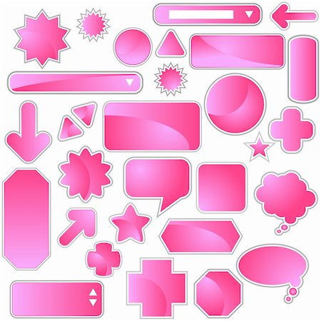 Set of multiple web labels and icons - pink. Stock Photo - Budget Royalty-Free & Subscription, Code: 400-05187913