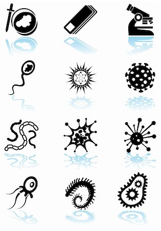 Set of 12 microscope type icons - black. Stock Photo - Budget Royalty-Free & Subscription, Code: 400-05187920