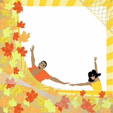 golden autumn frame, vector illustration Fotografie stock - Microstock e Abbonamento, Codice: 400-05187998