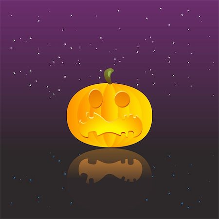 simsearch:400-05188012,k - Halloween pumpkin with reflection, vector illustration for your design Fotografie stock - Microstock e Abbonamento, Codice: 400-05188004