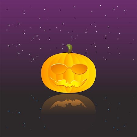 simsearch:400-05188012,k - Halloween pumpkin with reflection, vector illustration for your design Fotografie stock - Microstock e Abbonamento, Codice: 400-05188006