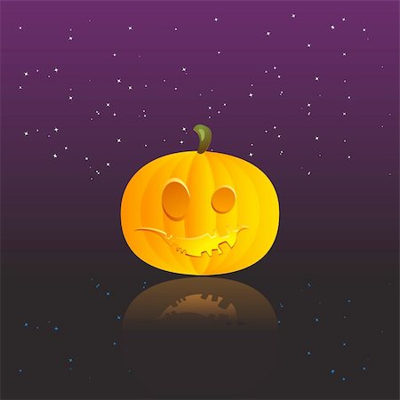 simsearch:400-05188012,k - Halloween pumpkin with reflection, vector illustration for your design Fotografie stock - Microstock e Abbonamento, Codice: 400-05188003