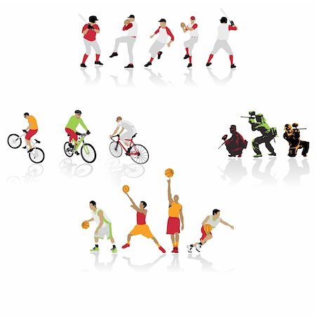 colored sport silhouettes, vector illustration Stock Photo - Budget Royalty-Free & Subscription, Code: 400-05188036