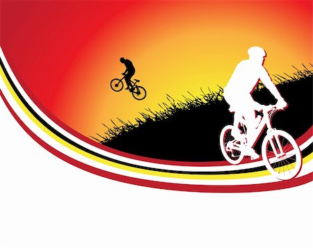 extreme bicycle vector - Bicycle frame, sunset, vector illustration Stock Photo - Budget Royalty-Free & Subscription, Code: 400-05188040