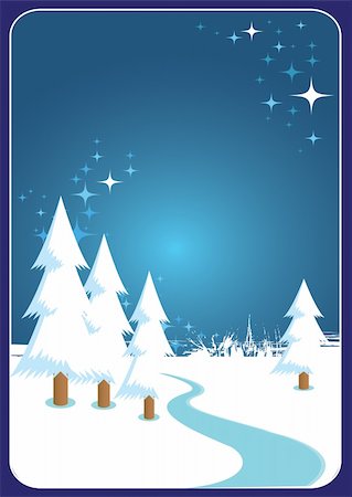 simsearch:400-05188308,k - Christmas card illustration, background. Christmas snow. The falling snow. Blue. Christmas tree. Stock Photo - Budget Royalty-Free & Subscription, Code: 400-05188666