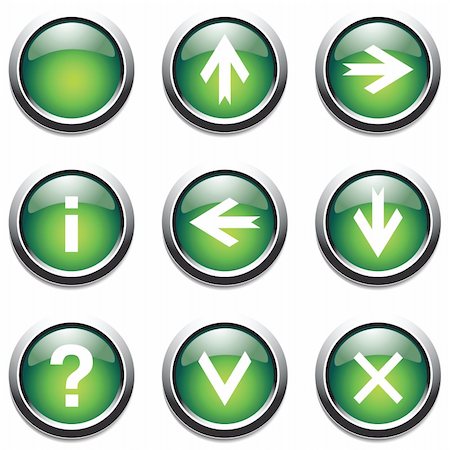 simsearch:400-06744136,k - Green buttons with signs. Vector art in Adobe illustrator EPS format, compressed in a zip file. The different graphics are all on separate layers so they can easily be moved or edited individually. The document can be scaled to any size without loss of quality Stockbilder - Microstock & Abonnement, Bildnummer: 400-05188811