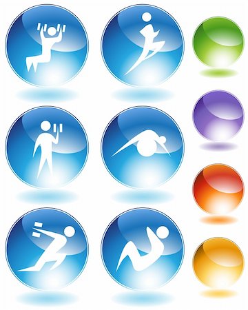 Exercise crystal icon set isolated on a white background. Stock Photo - Budget Royalty-Free & Subscription, Code: 400-05188832