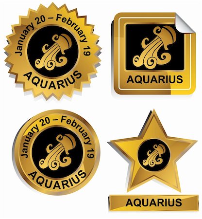 simsearch:400-04643244,k - Set of 4 3D zodiac sign buttons - aquarius. Stock Photo - Budget Royalty-Free & Subscription, Code: 400-05188961