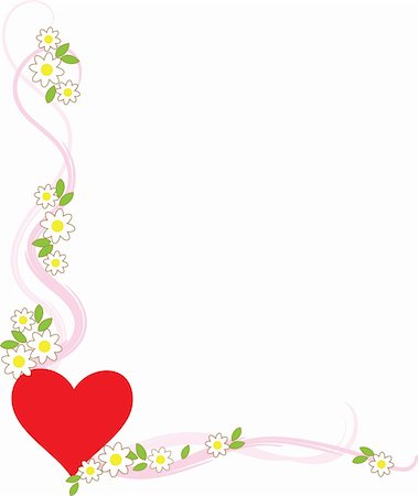 A decorative corner featuring a red heart and apple blossoms Photographie de stock - Aubaine LD & Abonnement, Code: 400-05189084