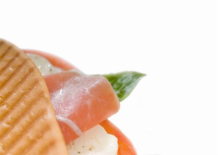 panini sandwich with fresh caprese and parma ham Stock Photo - Budget Royalty-Free & Subscription, Code: 400-05189135