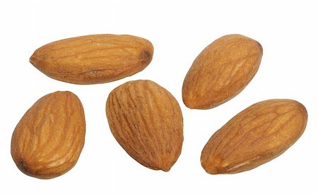 simsearch:400-05189183,k - Almonds on white background, close up, isolated Foto de stock - Super Valor sin royalties y Suscripción, Código: 400-05189193