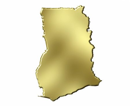 simsearch:400-05120182,k - Ghana 3d golden map isolated in white Photographie de stock - Aubaine LD & Abonnement, Code: 400-05180416