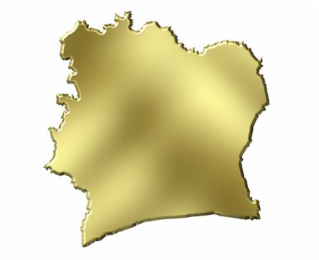 simsearch:400-05120182,k - Ivory Coast 3d golden map isolated in white Photographie de stock - Aubaine LD & Abonnement, Code: 400-05180438