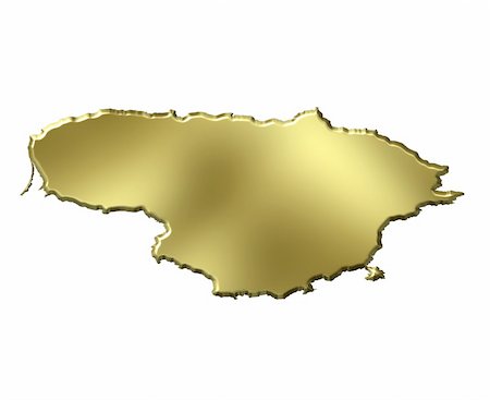 simsearch:400-05120223,k - Lithuania 3d golden map isolated in white Photographie de stock - Aubaine LD & Abonnement, Code: 400-05180454