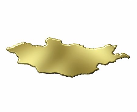 simsearch:400-05120223,k - Mongolia 3d golden map isolated in white Photographie de stock - Aubaine LD & Abonnement, Code: 400-05180466
