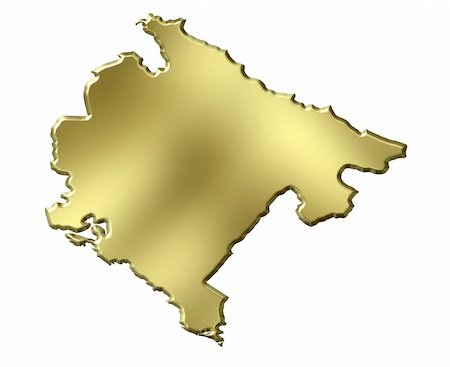 simsearch:400-05120223,k - Montenegro 3d golden map isolated in white Photographie de stock - Aubaine LD & Abonnement, Code: 400-05180467