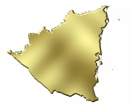 simsearch:400-05120223,k - Nicaragua 3d golden map isolated in white Photographie de stock - Aubaine LD & Abonnement, Code: 400-05180476